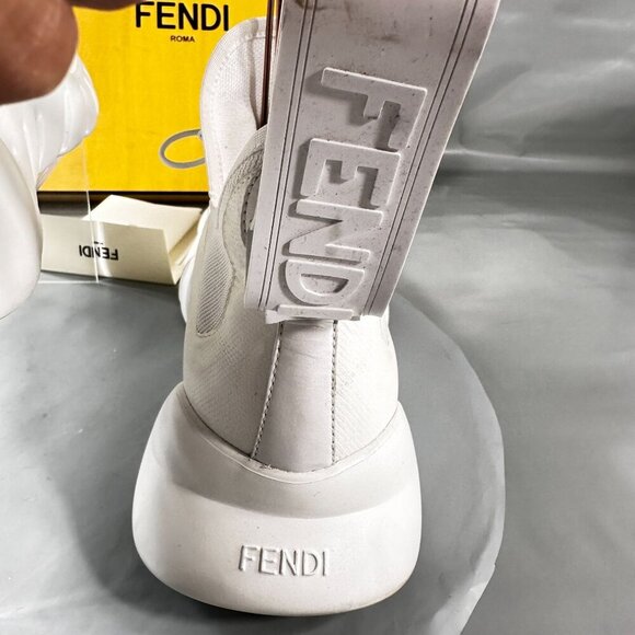 Fendi Vocabulary Technical Sneakers Mesh Knit High Top Shoes White Men Size 10 - Picture 11 of 16